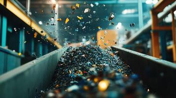 A granulator machine in action recycling waste materials into usable feedstock for other microfactory processes emphasizing sustainability and low capital investment photo