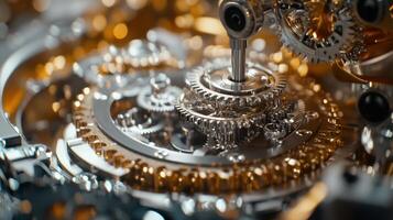 The intricate gears and levers of a small robotic arm at work delicately assembling precision parts on a production line underscoring automation in tailored manufacturing processes photo