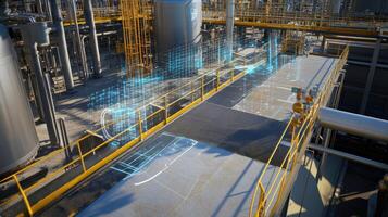 An array of interconnected sensors p around an industrial site capturing data to optimize maintenance schedules and illustrate the shift to predictive maintenance photo