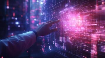 An engineer adjusts camera angles on a remote control interface as vibrant visual data updates cascade in realtime highlighting the interconnectedness of modern factory systems photo