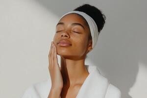 Relaxing skincare routine in a bright room with natural light during the day photo