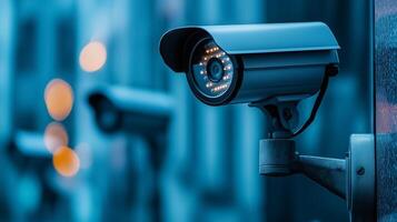 security cameras on a wall in front of a building photo