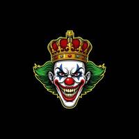 A sinister clown king, crowned and grinning, dominates this bold graphic. His intense gaze and sharp teeth create a menacing yet strangely captivating image. Dark humor abounds vector