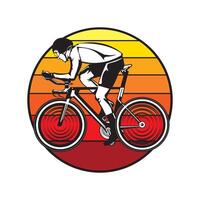 Racing cyclist illustration retro style, perfect for t shirt design and event logo design vector