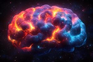 Cosmic Brain Nebula Conceptual Neural Network in Space Art for Science Fiction Design photo