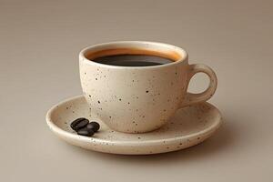 Minimalist Coffee Cup with Beans on Rustic Saucer for Cozy Cafe Design photo