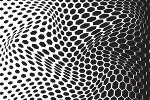 black color simple abstract polygon hexagon halftone blend wavy distort pattern abstract hexagon pattern vector