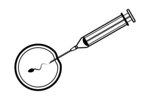 Outline illustration symbolizing IVF with a syringe and egg outline icon illustration vector