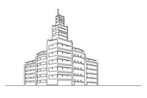 Continuous one line building isolated on white vector