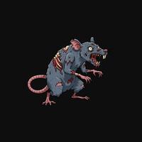 A gruesome zombie rat, decaying yet menacing, lunges forward with bared teeth and exposed bones. The dark, gritty style evokes a chilling atmosphere. vector