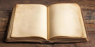 A book is open to a page with a blank space photo