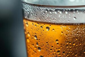 A glass of beer with condensation on the outside photo
