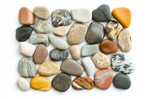 A collection of rocks of various colors and sizes. photo