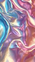 Iridescent fabric texture, pastel colors, flowing waves, abstract background, design photo