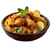 Chicken biryani on a transparent background png