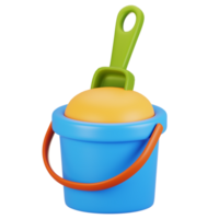 3d rendering summer season icon concept. 3d render sand bucket icon png