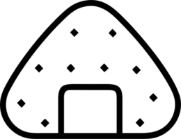Onigiri in outline icon style, japanese food theme. png