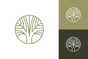 Tree thin line circle abstract icon logo . vector