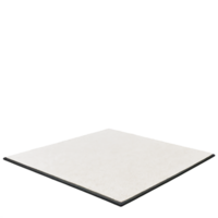 Square white tile, ceramic floor panel, minimalist design, black trim edge, isometric view, clean surface, 3D rendering, simple geometry, light beige color, architectural element, png