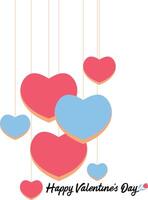 Romantic Hanging Hearts Design for Valentine's Day vector