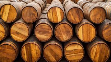 Physical asset value. Wooden logs stacked neatly in a row, showcasing their rich textures. photo