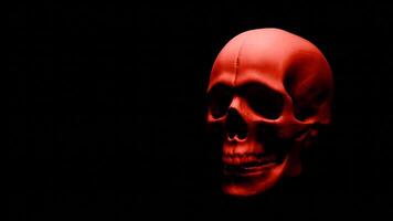 3D Rendered Skull Rotation with Terrifying Red Glow in Dark Atmosphere video