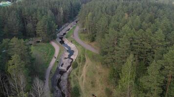 artificial mountain slalom channel in Belarus.an unusual water channel in Belarus.A winding channel for kayaking and Canoeing. video
