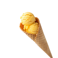 Ice Cream Cone Filled with mango is isolated on transparent background png