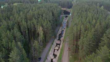 artificial mountain slalom channel in Belarus.an unusual water channel in Belarus.A winding channel for kayaking and Canoeing. video