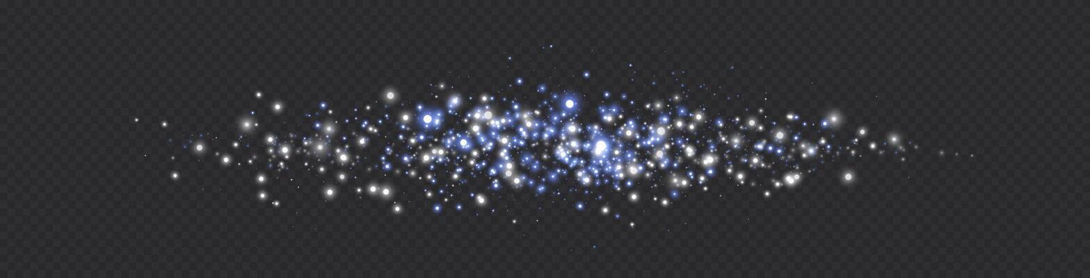 Blue glittering dots, particles, stars magic sparks. Glow flare light effect. Blue luminous points