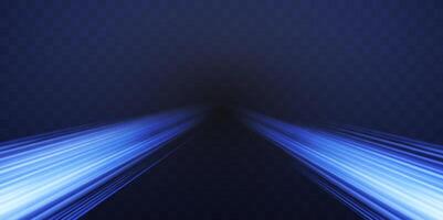 Speed rays, light neon flow, zoom in motion effect, blue glow speed lines vector