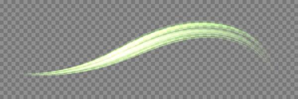 Glowing green lines, neon realistic energy speed. Abstract light effect vector