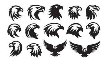 Set of Eagle head silhouettes, Eagle set design vector