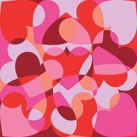 Abstract colorful heart collage with overlapping shapes in red, pink, and orange tones. Modern romantic background perfect for Valentine's Day or love-themed designs. vector