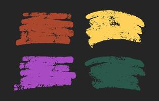 Brush color stroke, chalk texture by marker, charcoal grunge scribbles on blackboard, pencil crayon bold lines vector