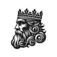 King Bearded Silhouette Vectors for Customizable Design Projects