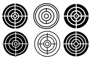 Six Target Shooting Targets in Black and White vector