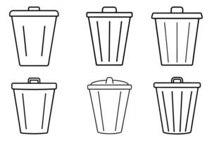 Outline Illustration of Different Trash Cans vector