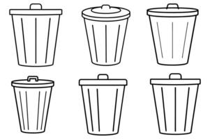 Simple Outline Illustration of Different Trash Cans vector