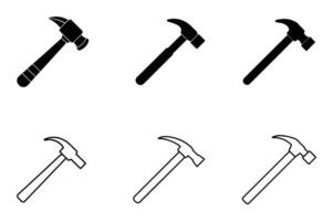 Simple Line Drawings of Various Hammers vector