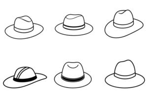 Collection of Outline Hats in Various Styles vector