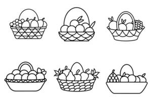 Collection of Outline Fruit Baskets vector