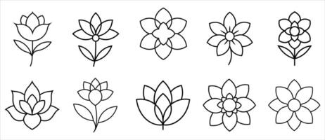 Simple Line Art Flower Designs for Graphic vector