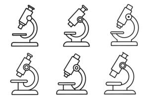 Six Simple Line Art Microscope Outlines vector