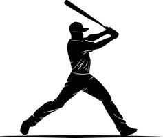 dynamic silhouette of baseball player swinging bat, showcasing athleticism and focus vector