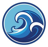 A blue and white wave in a circle vector