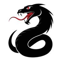 A black snake with red eyes and a long tail vector