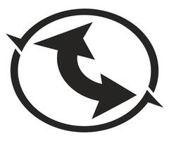 A black and white image of an arrow pointing in a circle vector