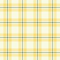 Outline textile tartan plaid, primary fabric texture background. Gift paper pattern check seamless in old lace and yellow colors. vector