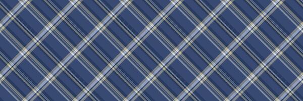 Checking seamless textile, detailed check background fabric. Magazine tartan plaid pattern texture in blue and grey colors. vector